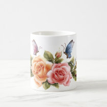 butterfly and roses pretty mug - butterfly rose mugs