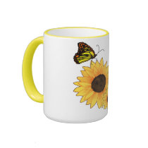Butterfly and Sunflowers mugs