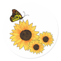 Butterfly and Sunflowers stickers