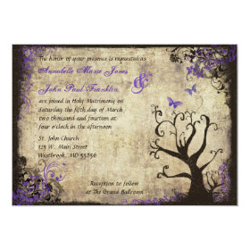 Butterfly and Tree Vintage Wedding Invitation