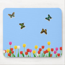 Butterfly and Tulips mousepads