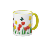Butterfly and Tulips Mug