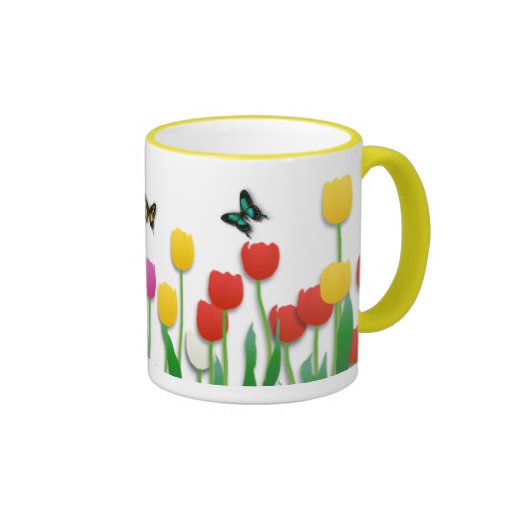 Butterfly and Tulips Mug