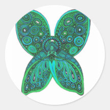 Butterfly Angel with Blue Green Wings Sticker