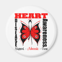 Butterfly Awareness Art Ribbon Heart Disease Fridge Magnet