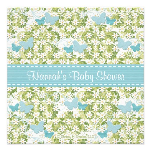 Butterfly Baby Boy Shower Invitations Monogrammed