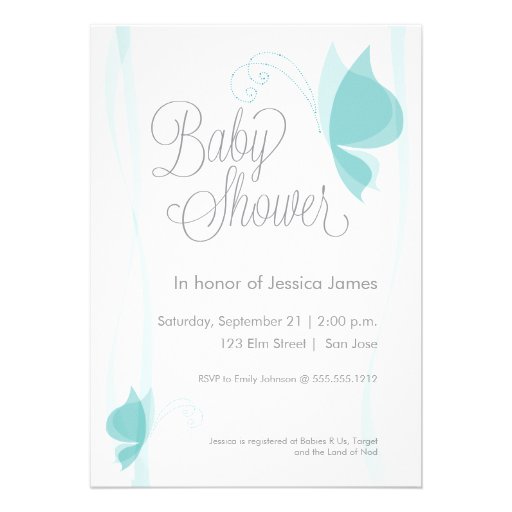 Butterfly baby shower invitation - blue