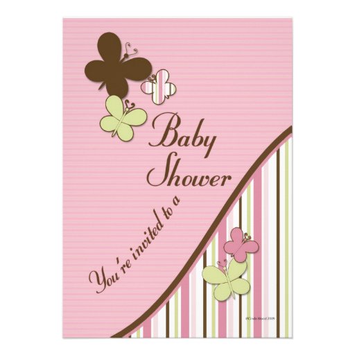 stripe baby shower invitation was designed to match new baby butterfly ...