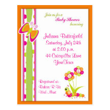 Butterfly & Baby Shower Postcard Invitation