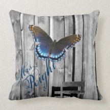 butterfly barnwood western country wedding throw pillows