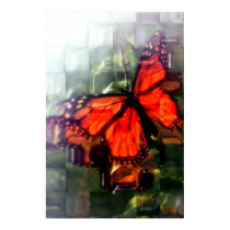 Butterfly behind the window posters