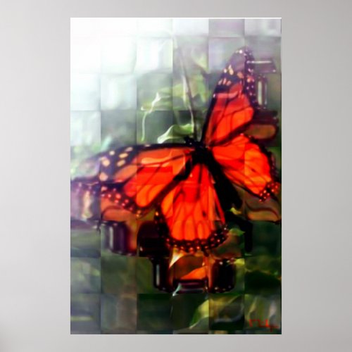 Butterfly behind the window print