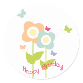 Butterfly Birthday Cupcake Topper/Sticker zazzle_sticker