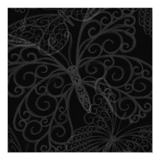 Butterfly Birthday Invitation (black)
