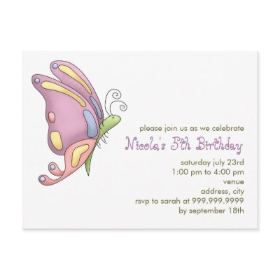 Butterfly • Birthday Invitation Post Cards by CSKidsOccasions