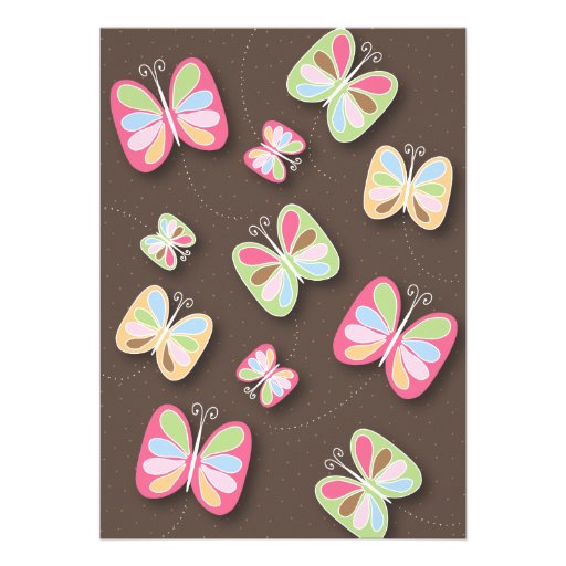 Butterfly Birthday Party Invitation Pink & Brown