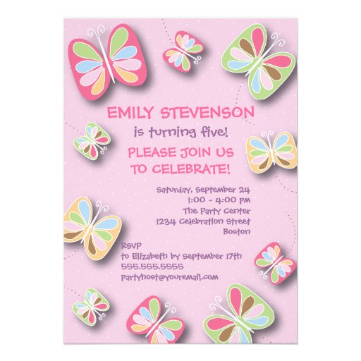 Butterfly Birthday Party Invitation Pink & Purple