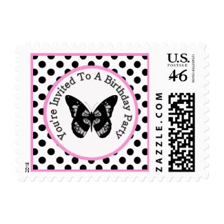 Butterfly Birthday Party Postage zazzle_stamp