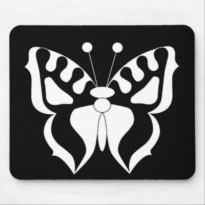 Butterfly Black/White Mouse Mat by lonvig