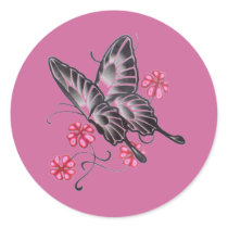 Butterfly Blooms Round Stickers