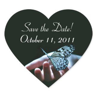 butterfly blue black heart save the date sticker sticker