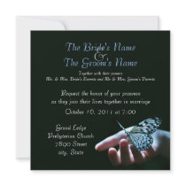 butterfly blue black wedding invitations