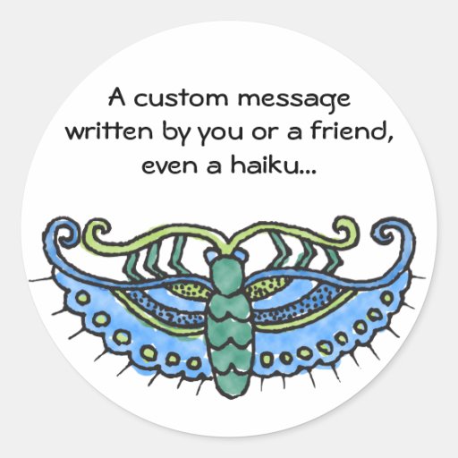 Butterfly Blue Round Sticker