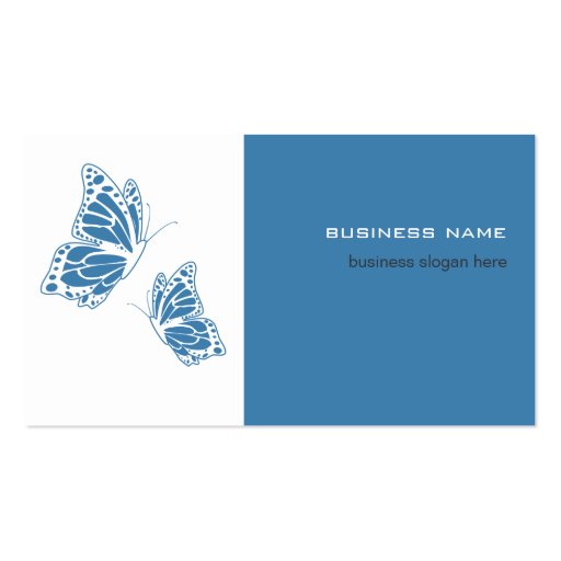 Butterfly Blue & White Elegant Modern Simple Business Cards (front side)