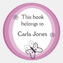 Butterfly Bookplates-This Book Belongs To Labels Round Sticker