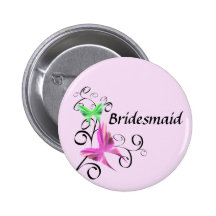 Butterfly Bridesmaid Button