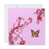 BUTTERFLY , bright pink red invitations by bulgan_lumini BUTTERFLY , bright pink red invitations