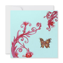 BUTTERFLY , bright red blue invitations by bulgan_lumini BUTTERFLY , bright red blue invitations