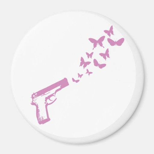 BUTTERFLY BULLETS (PINK) FRIDGE MAGNET