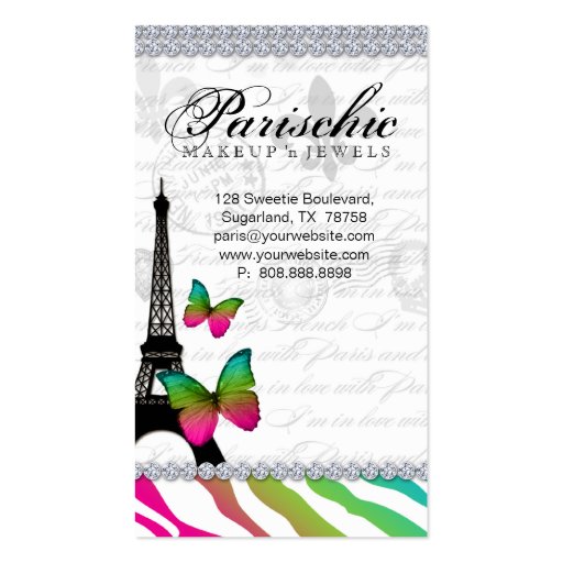 Butterfly Business Card Paris Eiffel Tower (back side)