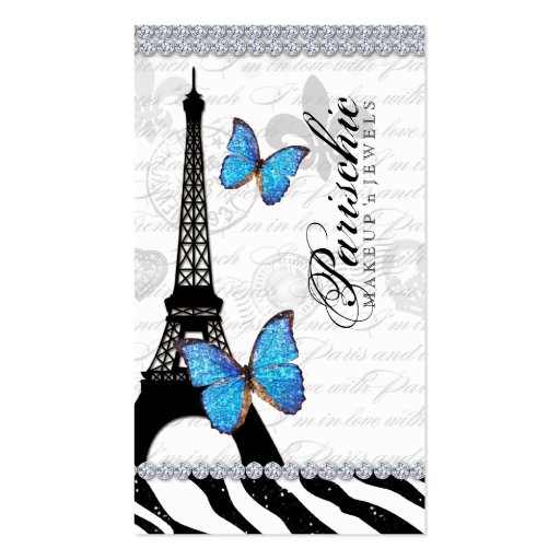Butterfly Business Card Paris Eiffel Tower Blue G