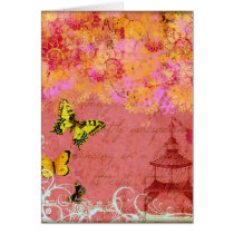 Butterfly, Butterfly Pink Collage Art cards