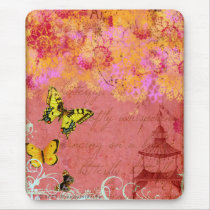 Butterfly, Butterfly Pink Collage Art mousepads