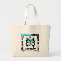 Butterfly Cervical Cancer Screening Month Canvas Bags