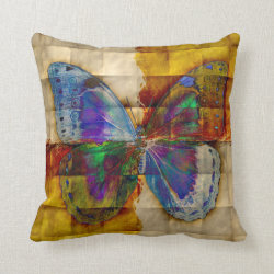 Butterfly Checkered Antique Throw Pillows