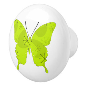 Butterfly Collage Atomic Green Ceramic Knob