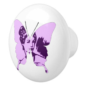 Butterfly Collage Cameo Ceramic Knob