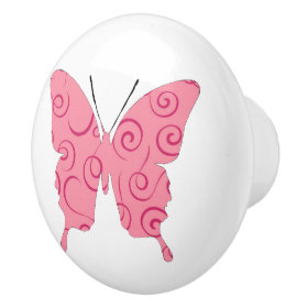 Butterfly Collage Rosy Swirls Ceramic Knob