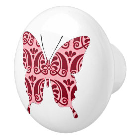 Butterfly Collage Victorian Rose Ceramic Knob
