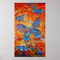 butterfly, butterflies, abstract art, colorful, fine art, nature, insects, poster, artwork, painting, animals, pets, orange, abstract expressionism, Plakat med brugerdefineret grafisk design