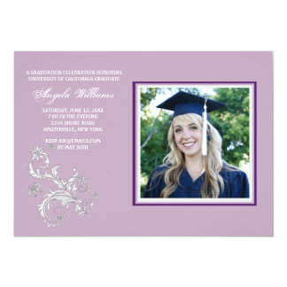 Purple And White Graduation Invitations & Announcements 