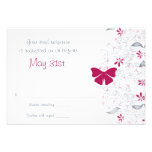 Butterfly Dark Pink Whimsy Wedding RSVP Card Announcement