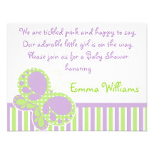Butterfly Dots Baby Shower Invitation Purple/Green