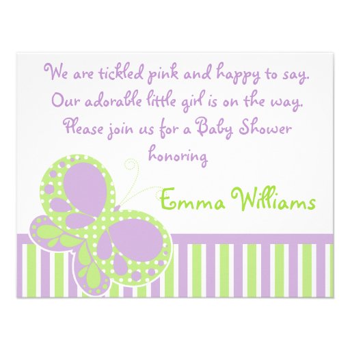 Butterfly Dots Baby Shower Invitation Purple/Green
