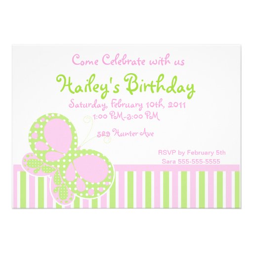 Butterfly Dots Birthday Invitation 3