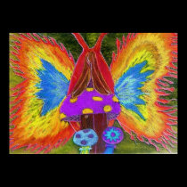 Butterfly Eating Mushroom posters